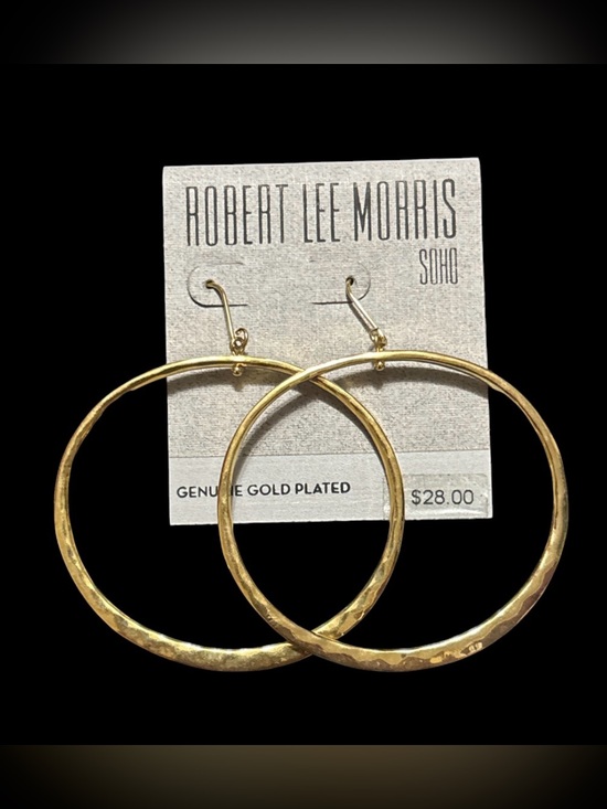 Robert Lee Morris Jewelry - Robert Lee Morris Soho Gold Plated Hammered Hoop Earrings